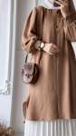Kolu Gipeli Oversize Tunik - Sütlü Kahve