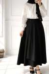 Krep Anvelop Kloş Etek - Siyah