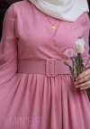 Kruvaze Elbise - Pembe