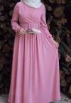 Kruvaze Elbise - Pembe