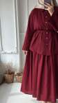 Kuşaklı Keten Takım - Bordo