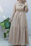 Lily Kemerli Elbise - Bej