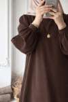 Nergis  Elbise - Kahverengi