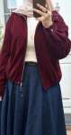 Nubuk Bomber Ceket - Bordo