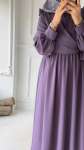 Omuz Fırfırlı Yandan Bağlamalı Elbise - Lila