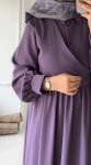 Omuz Fırfırlı Yandan Bağlamalı Elbise - Lila