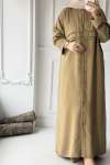Önü Kat Kat Uzun Ferace  - Olive