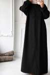 Önü Kat Kat Uzun Ferace - Siyah