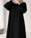 Önü Kat Kat Uzun Ferace - Siyah