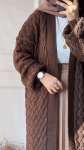 Örgü Desen Oversize Hırka - Acı Kahve