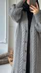 Örgü Desen Düğmeli Hırka - Gri