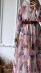 Pastel Desen Elbise -Pembe