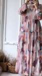 Pastel Desen Elbise -Pembe