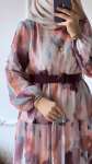 Pastel Desen Elbise -Pembe