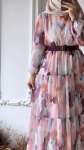 Pastel Desen Elbise -Pembe