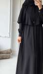 Pelerin Detaylı Ferace - Siyah