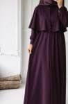 Pelerin Detaylı Ferace - Koyu Mor