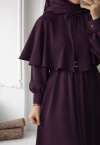 Pelerin Detaylı Ferace - Koyu Mor