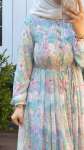 Pile Detaylı Şifon Elbise - Soft Pembe