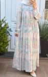 Pile Detaylı Şifon Elbise - Soft Pembe
