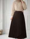 Piliseli Anvelop Etek - Kahverengi