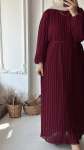 Piliseli Elbise - Bordo