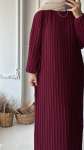 Piliseli Elbise - Bordo