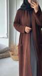 Şal Yaka Uzun Hırka - Kahverengi