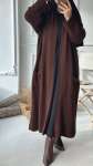 Şal Yaka Uzun Hırka - Kahverengi