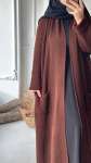 Şal Yaka Uzun Hırka - Kahverengi