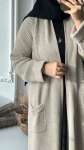 Şal Yaka Uzun Hırka - Taş