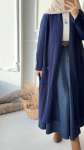 Şal Yaka Uzun Hırka - Lacivert