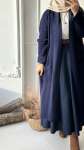 Şal Yaka Uzun Hırka - Lacivert