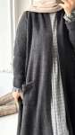 Şal Yaka Uzun Hırka - Antrasit