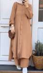 Uzun Tunikli Pantolonlu Takım - Camel