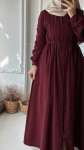 Vera Boydan Düğmeli Elbise - Bordo