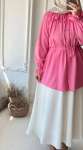 Yaka Detaylı Tunik - Pembe