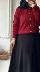 Yaka Detaylı Hırka-Bordo