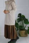 Yaka Detay Sweat Tunik Bej