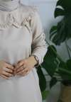 Yaka Detay Sweat Tunik Bej