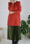 Yaka Detay Sweat Tunik Kiremit