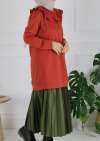 Yaka Detay Sweat Tunik Kiremit