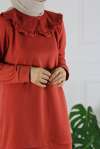 Yaka Detay Sweat Tunik Kiremit