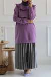 Yaka Detay Sweat Tunik Lila
