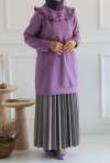 Yaka Detay Sweat Tunik Lila
