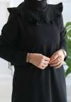 Yaka Detay Sweat Tunik Siyah