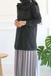 Yaka Detay Sweat Tunik Siyah