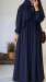 Balon Kol Robalı Elbise - Lacivert
