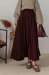 Beli Lastikli Kırışık Kumaş Etek - Bordo