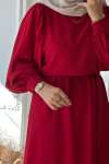 Arkadan Bağlamalı Zarif Elbise -  Kırmızı